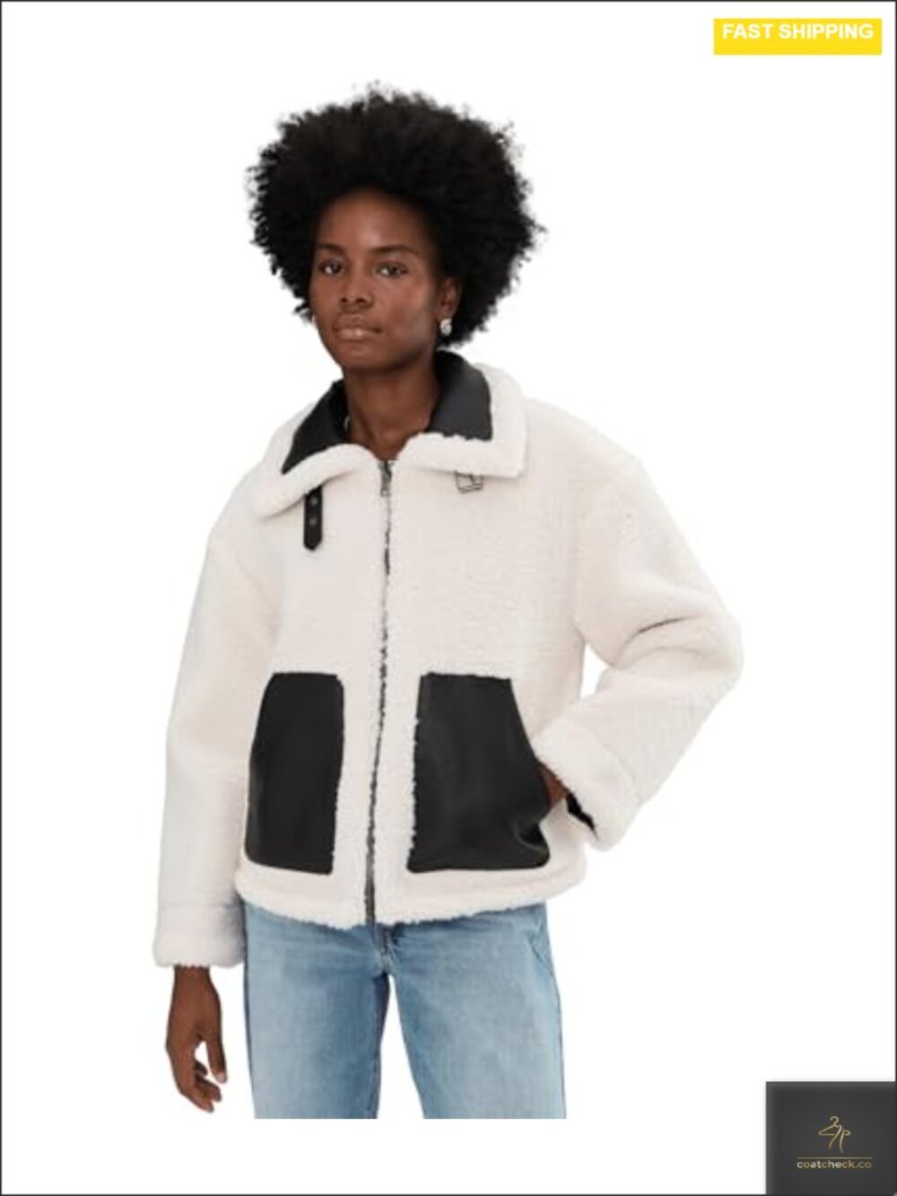 Reversible Sherpa Faux Leather Jacket Women Quilted Long Sleeve